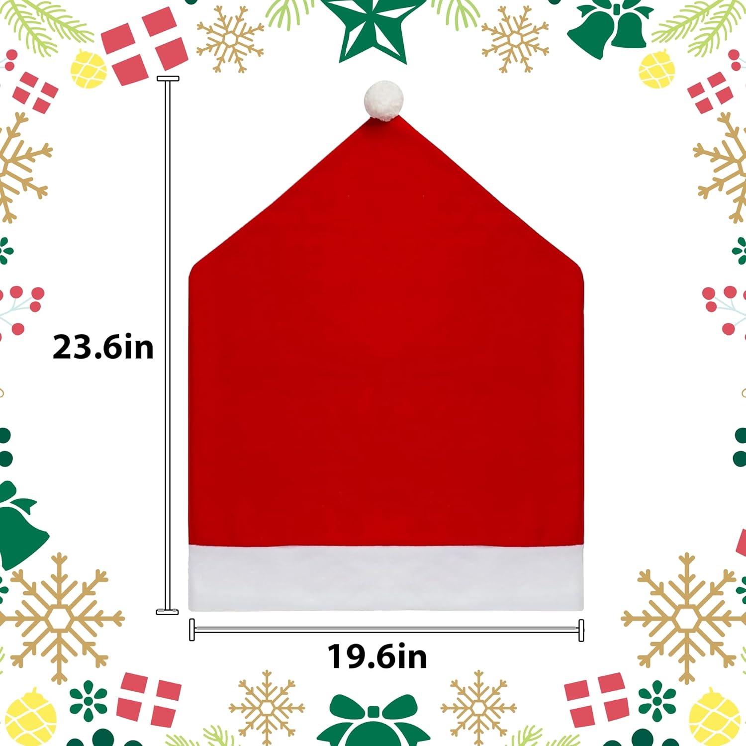 Christmas Chair Covers Hat Chair Back Covers for Xmas Holiday Chair Covers Set of 4, Stretch Parsons Chair Slipcovers Removable Washable kitchen for Home Hotel Banquet Holiday Decoration(4Pcs)