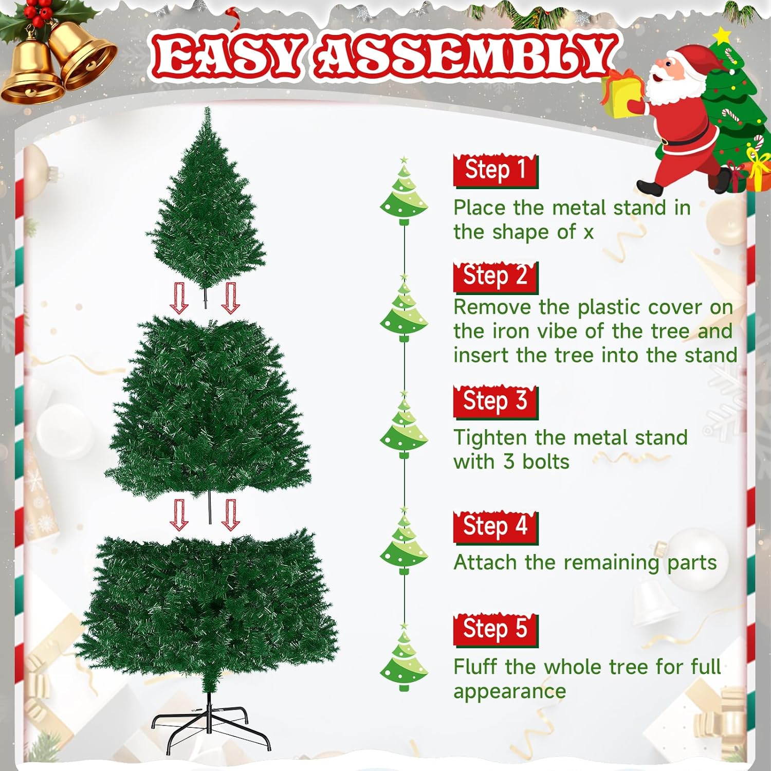 Premium Pre-Lit 6FT Classic Artificial Holiday Christmas Tree w/1,000 Branch Tips,250 LED Lights for Home,Office,Party Decoration