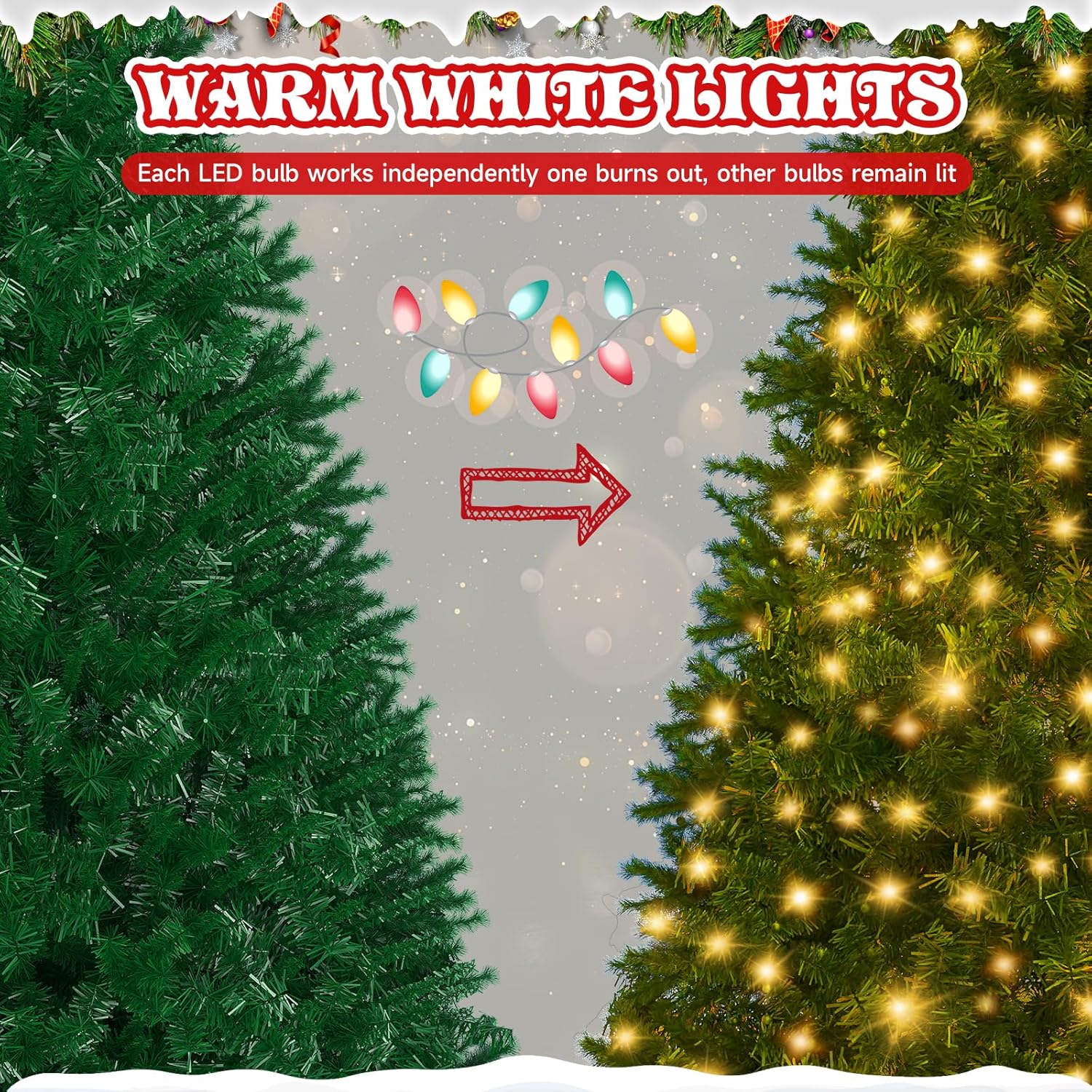 Premium Pre-Lit 6FT Classic Artificial Holiday Christmas Tree w/1,000 Branch Tips,250 LED Lights for Home,Office,Party Decoration