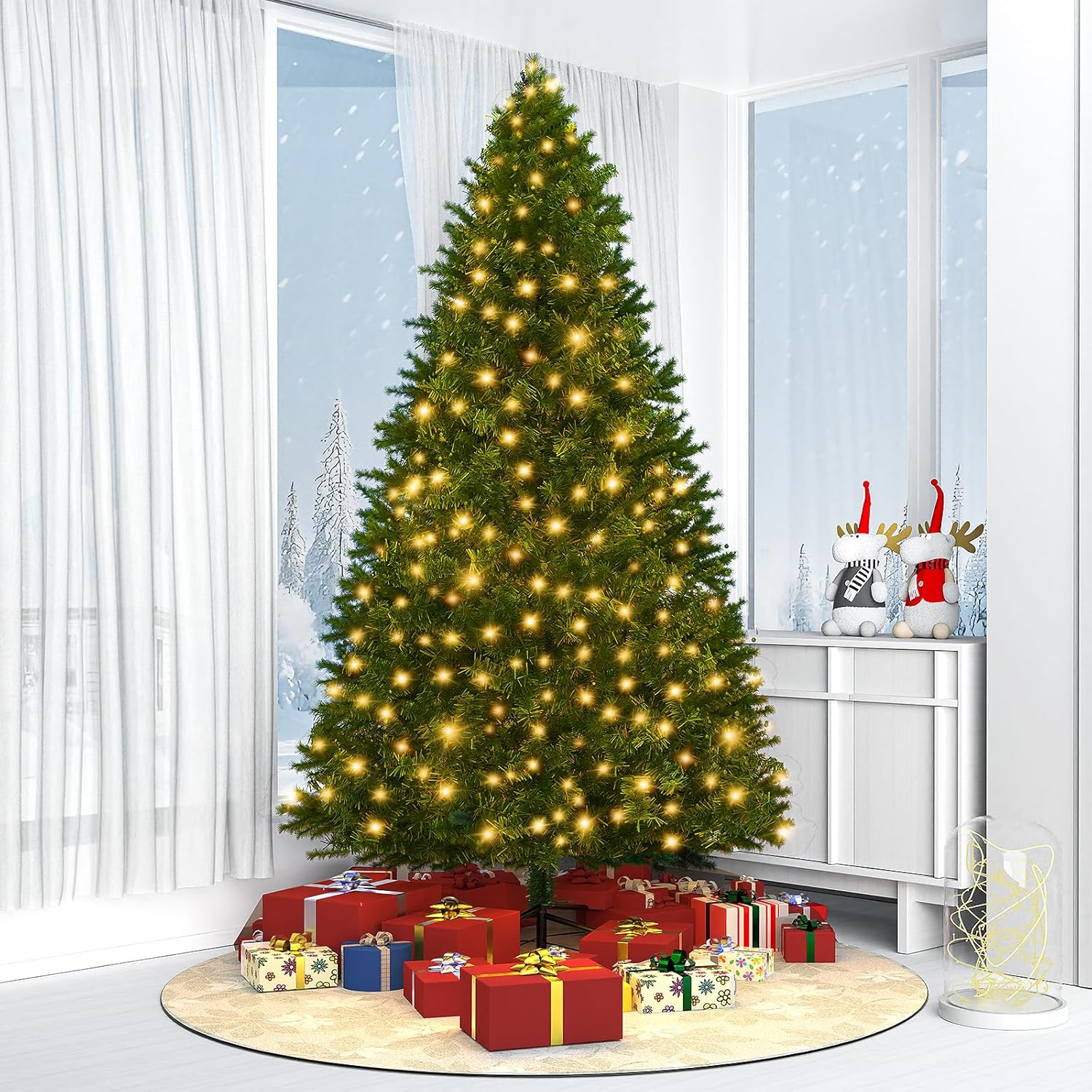 Premium Pre-Lit 6FT Classic Artificial Holiday Christmas Tree w/1,000 Branch Tips,250 LED Lights for Home,Office,Party Decoration