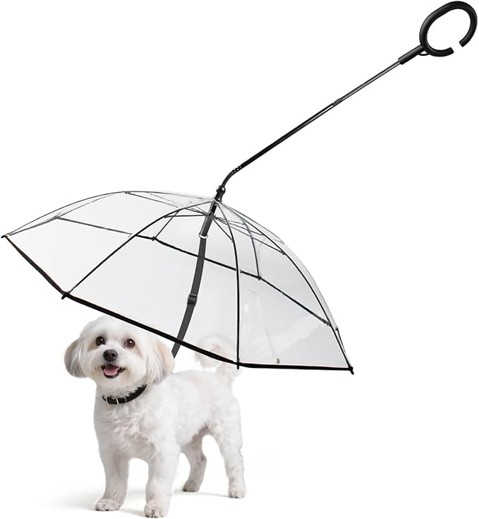Dog umbrella, transparent dog carrying strap, rainproof and waterproof, adjustable traction strap for dog walking strap, pet outdoor rain gear, dog umbrella, transparent dog carrying strap, rainproof and waterproof