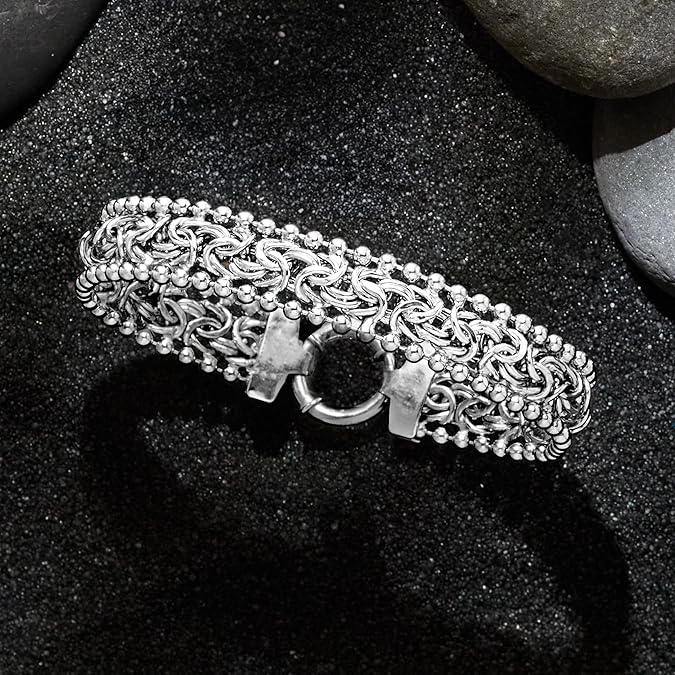 Rounded-edge Byzantine Beaded-Edge Bracelet fashionable bracelet - popular and elegant for Christmas and Valentine's Day gift-giving