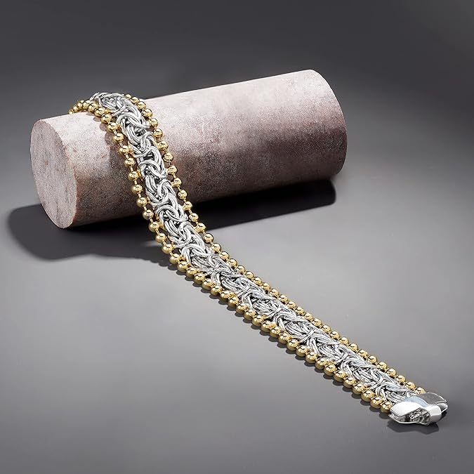 Rounded-edge Byzantine Beaded-Edge Bracelet fashionable bracelet - popular and elegant for Christmas and Valentine's Day gift-giving