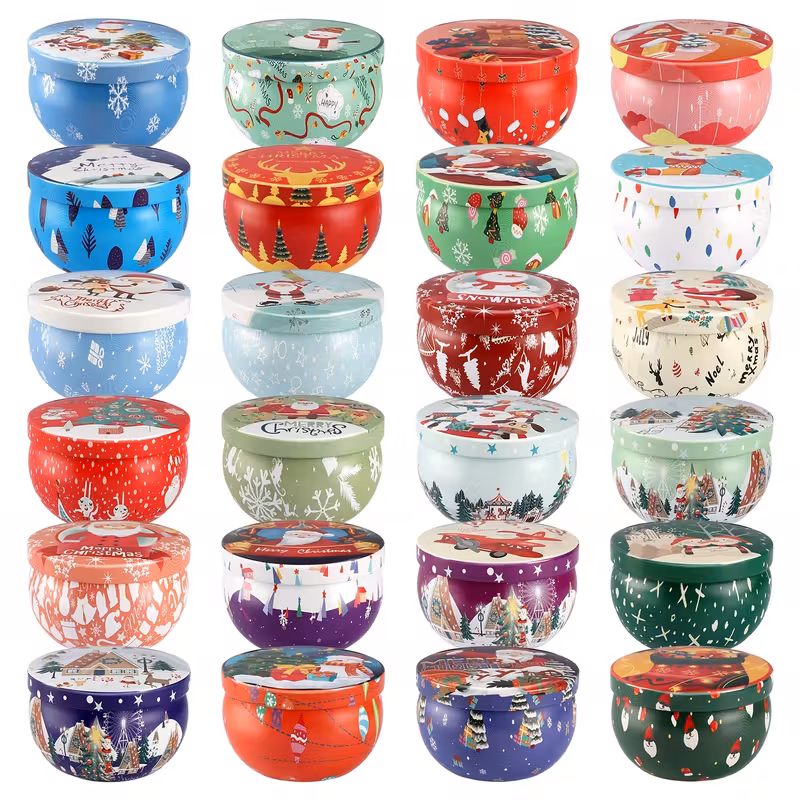 Christmas-themed patterns, 24 scented candles set, romantic and cozy, creating a warm and comfortable Christmas atmosphere. Long-lasting scented soy candles suitable for Christmas, as holiday gifts, candle gift sets for ladies.