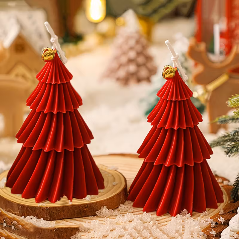 2 pieces of Christmas tree-shaped fragrance candles, creative handmade candles, suitable for home decoration, Christmas gifts, festivals, holidays, party decorations. A perfect gift for women and best friends. Elegant decoration.