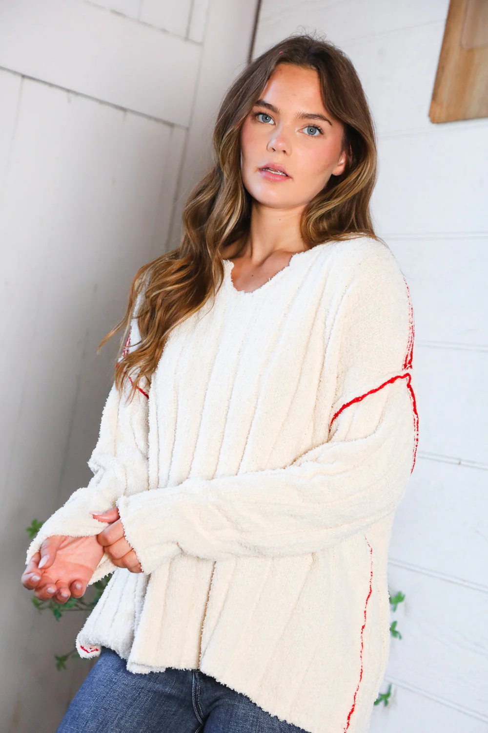 Snuggle Me Cream Thick Ribbed Sweater (Open Pack)