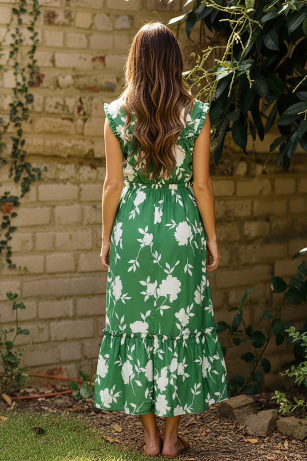 PLUS BUTTON DOWN CAP SLEEVE MIDI FLORAL DRESS