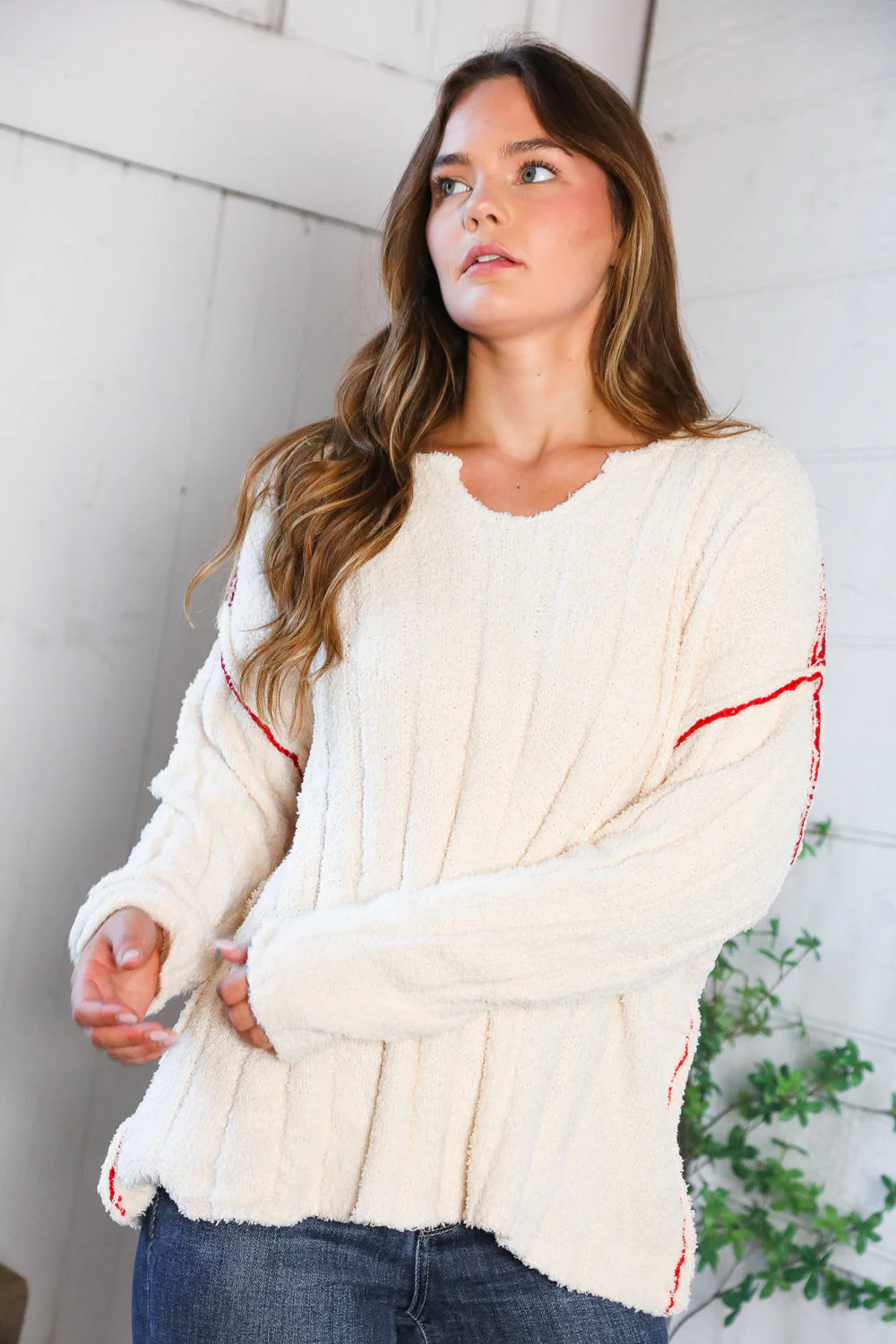 Snuggle Me Cream Thick Ribbed Sweater (Open Pack)