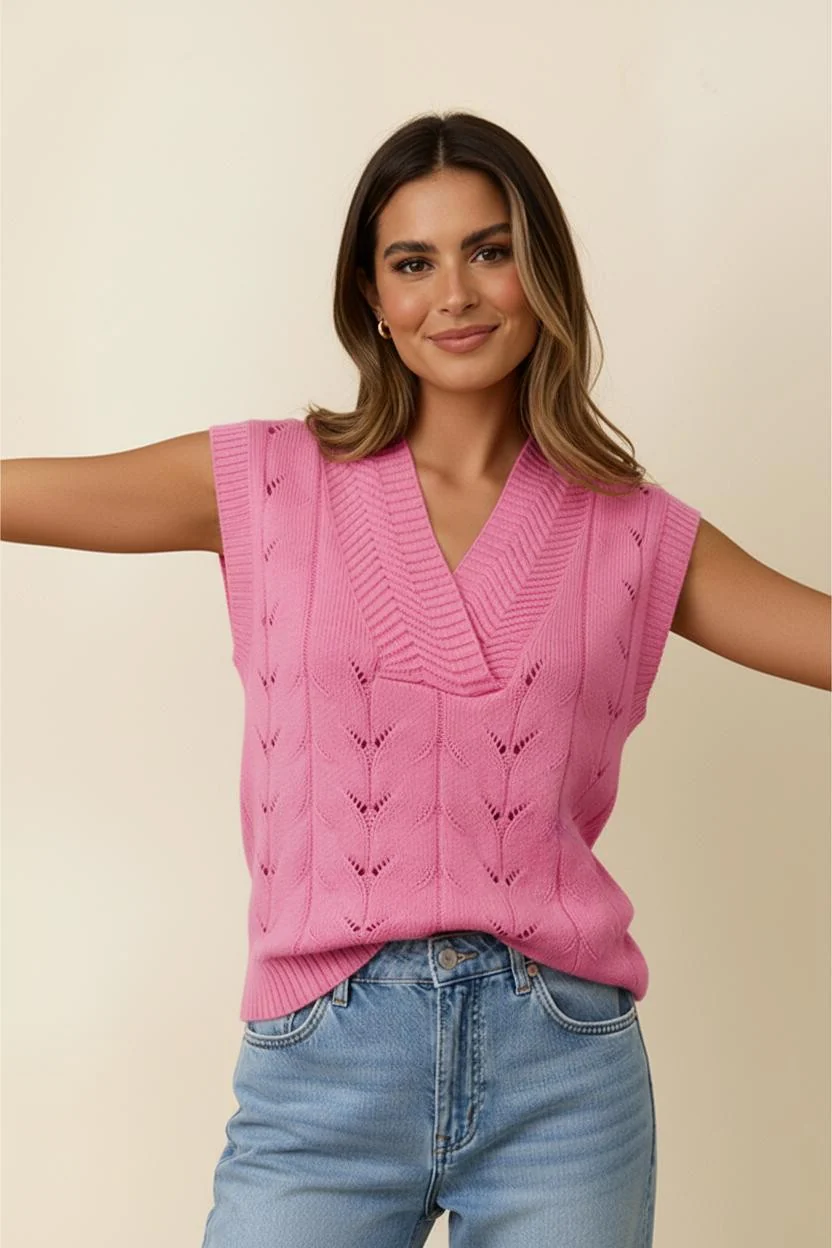 PLUS DOLMAN SHORT SLEEVE CABLE SWEATER TOP