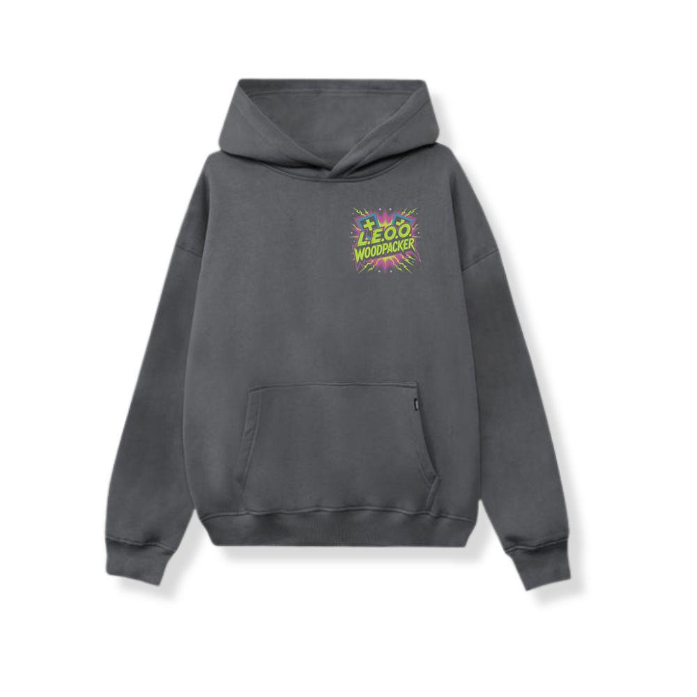 LEOO Woodpacker Retro Neon Text Design Hoodie