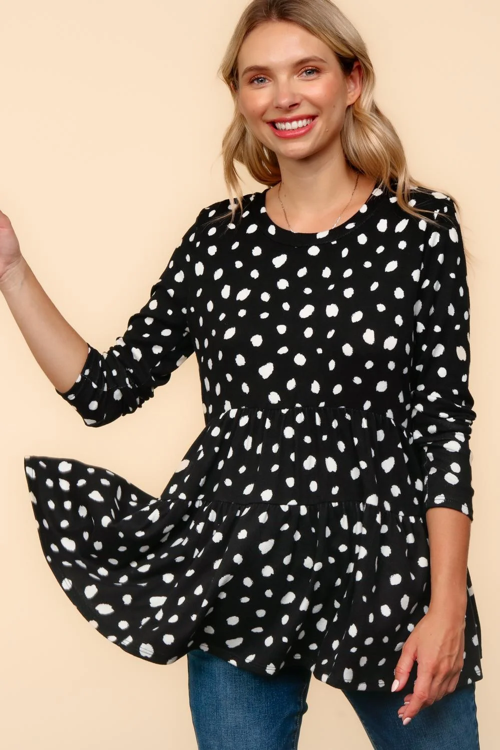 BABYDOLL SOFT BRUSHED SWEATER HACCI KNIT TOP