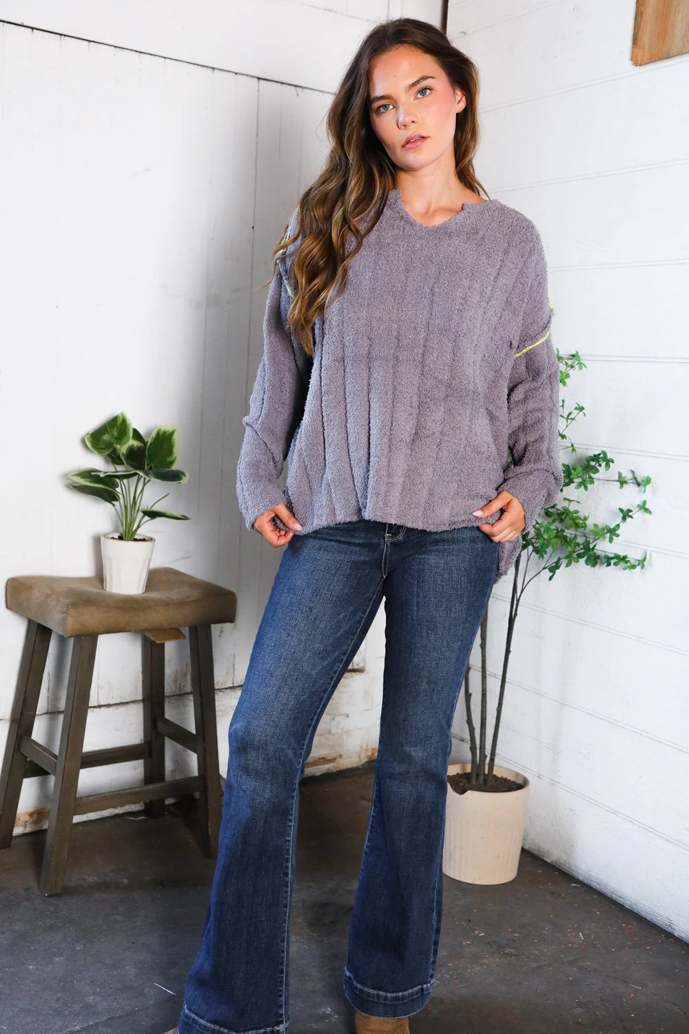 Snuggle Me Charcoal Thick Ribbed Sweater (Open Pack)