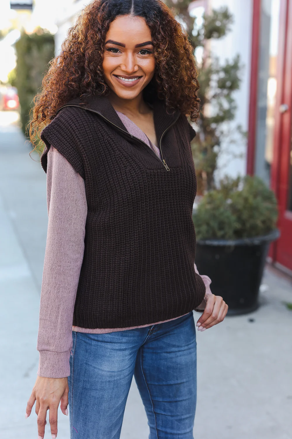 Chocolate Mocha Zip Up Vest