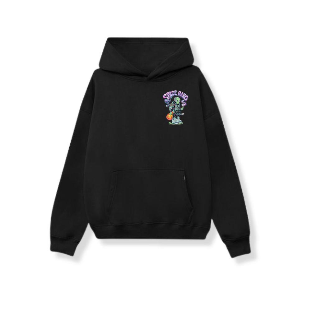 Space Gang Alien Retro Neon Cartoon Graphic Hoodie