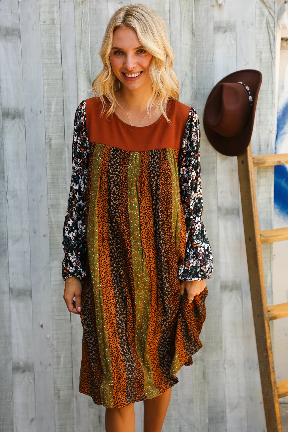 Plus Floral Design Dress