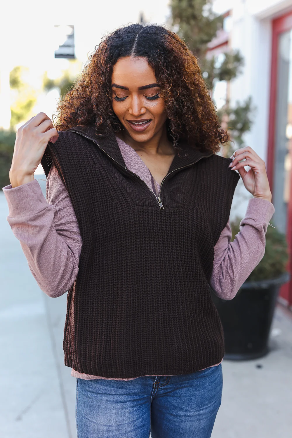 Chocolate Mocha Zip Up Vest