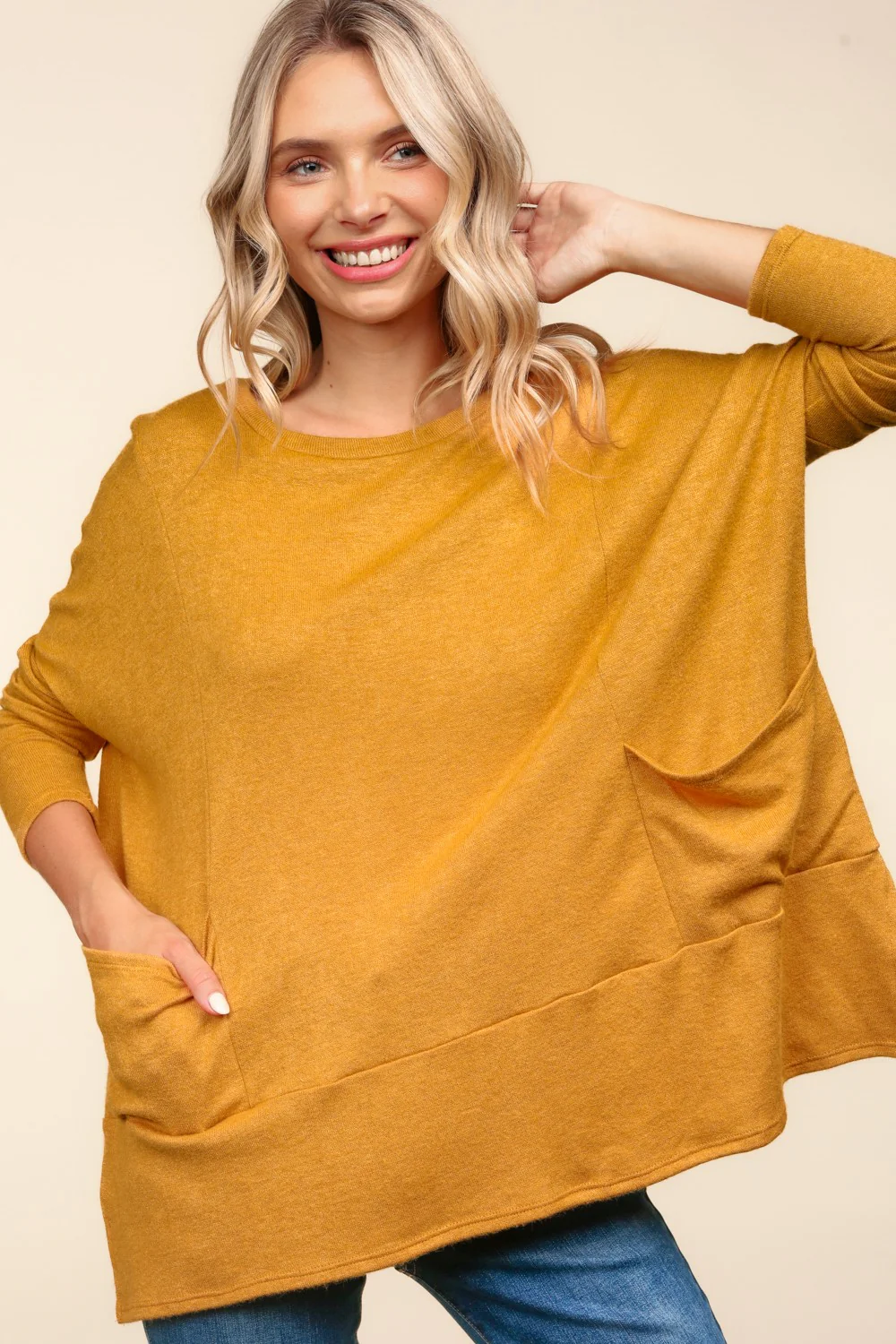 BUTTERSCOTCH DOLMAN LONG SLEEVE OVERSIZED SWEATER KNIT TOP
