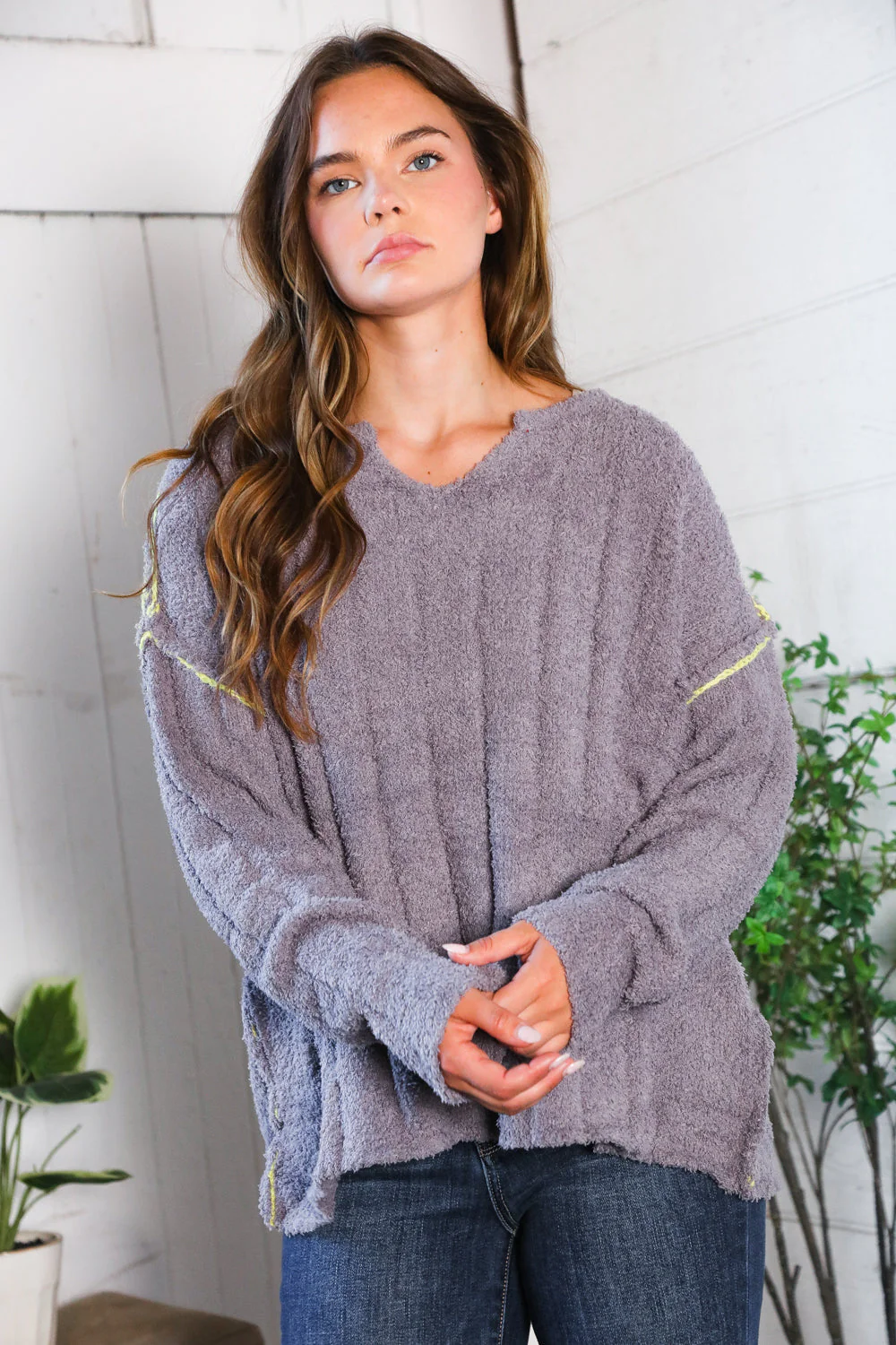 Snuggle Me Charcoal Thick Ribbed Sweater (Open Pack)
