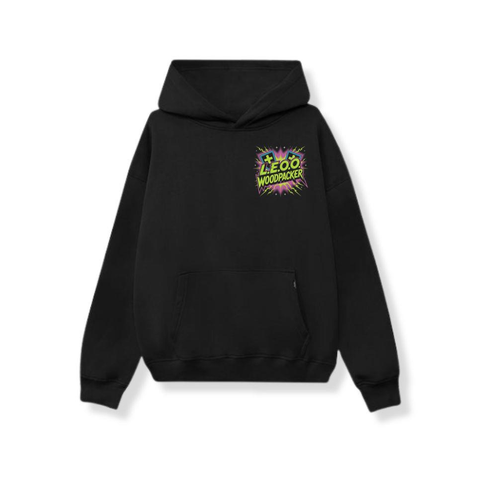 LEOO Woodpacker Retro Neon Text Design Hoodie