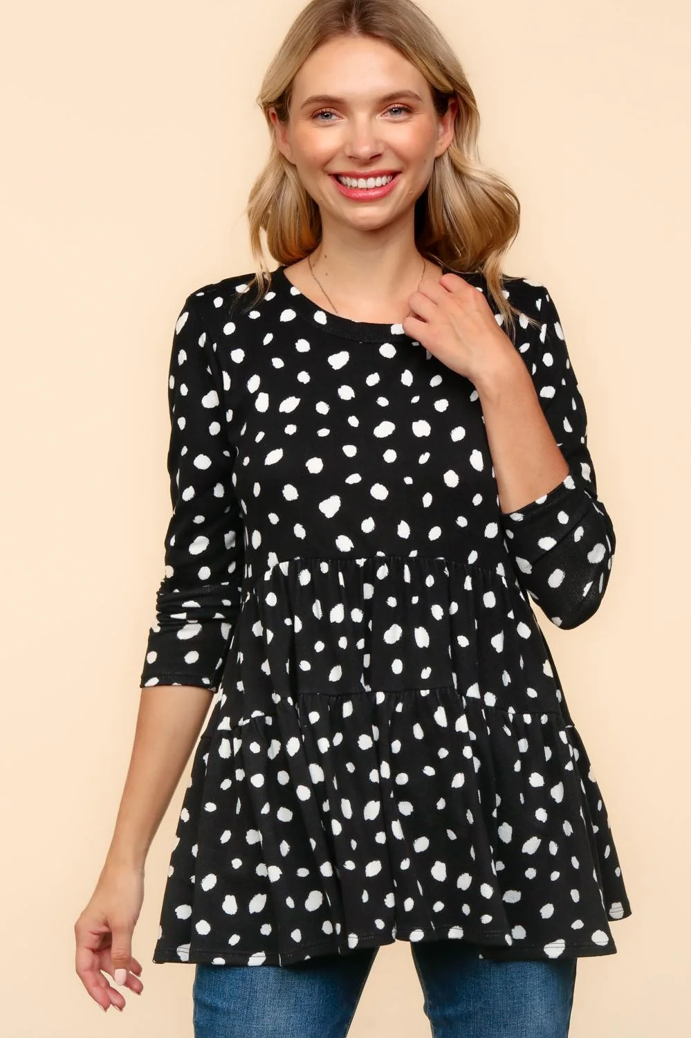 BABYDOLL SOFT BRUSHED SWEATER HACCI KNIT TOP