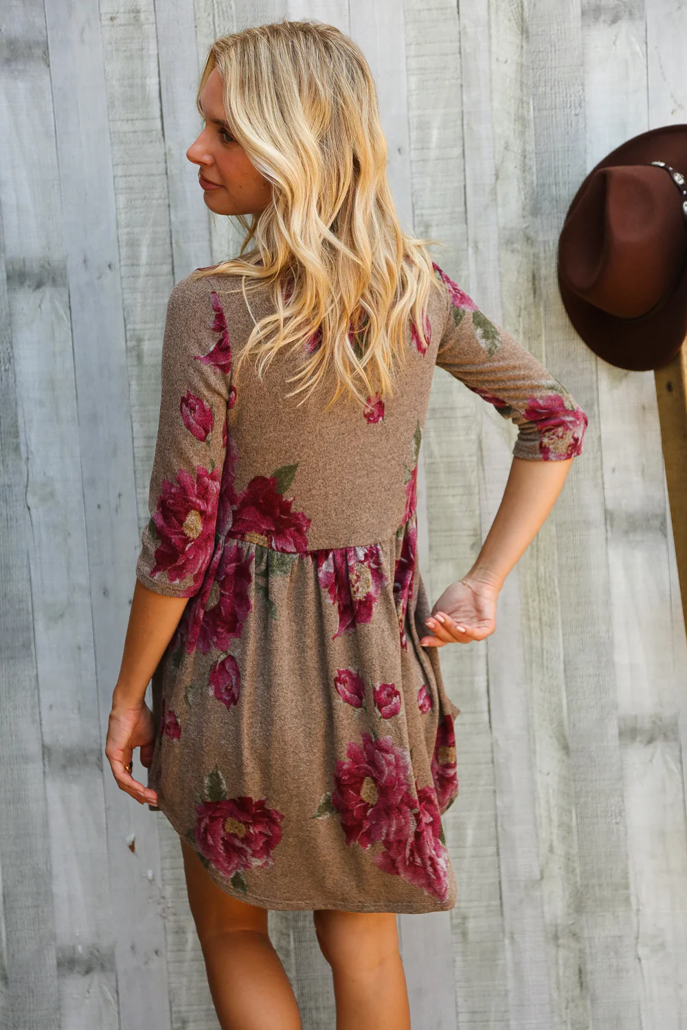 Taupe Floral Print Dress