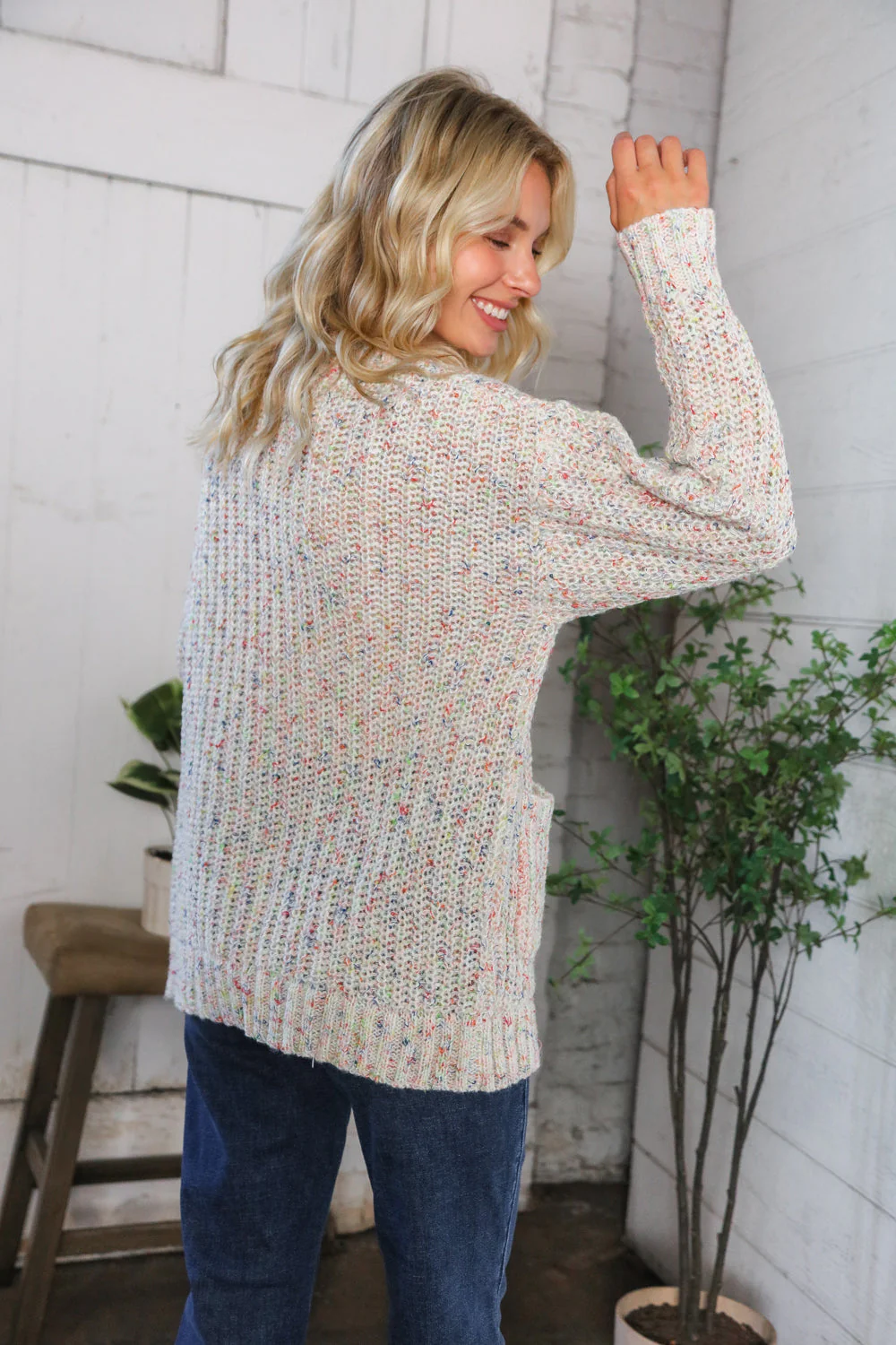 Cozy in Confetti Pocketed Button Cardigan (Open Pack)