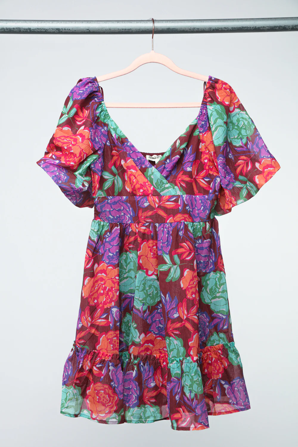 Brown Multi Floral Woven Lined Dress
