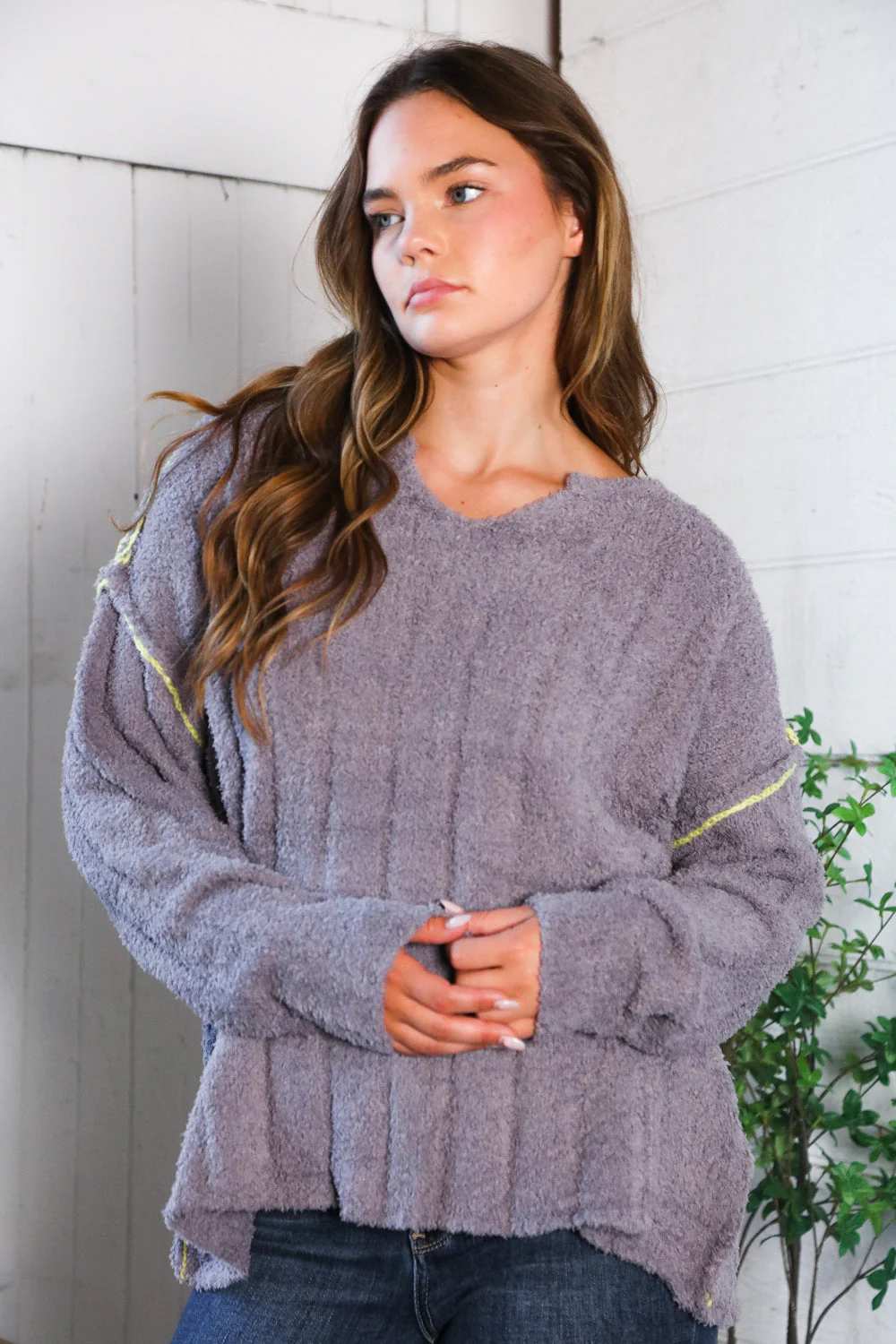Snuggle Me Charcoal Thick Ribbed Sweater (Open Pack)