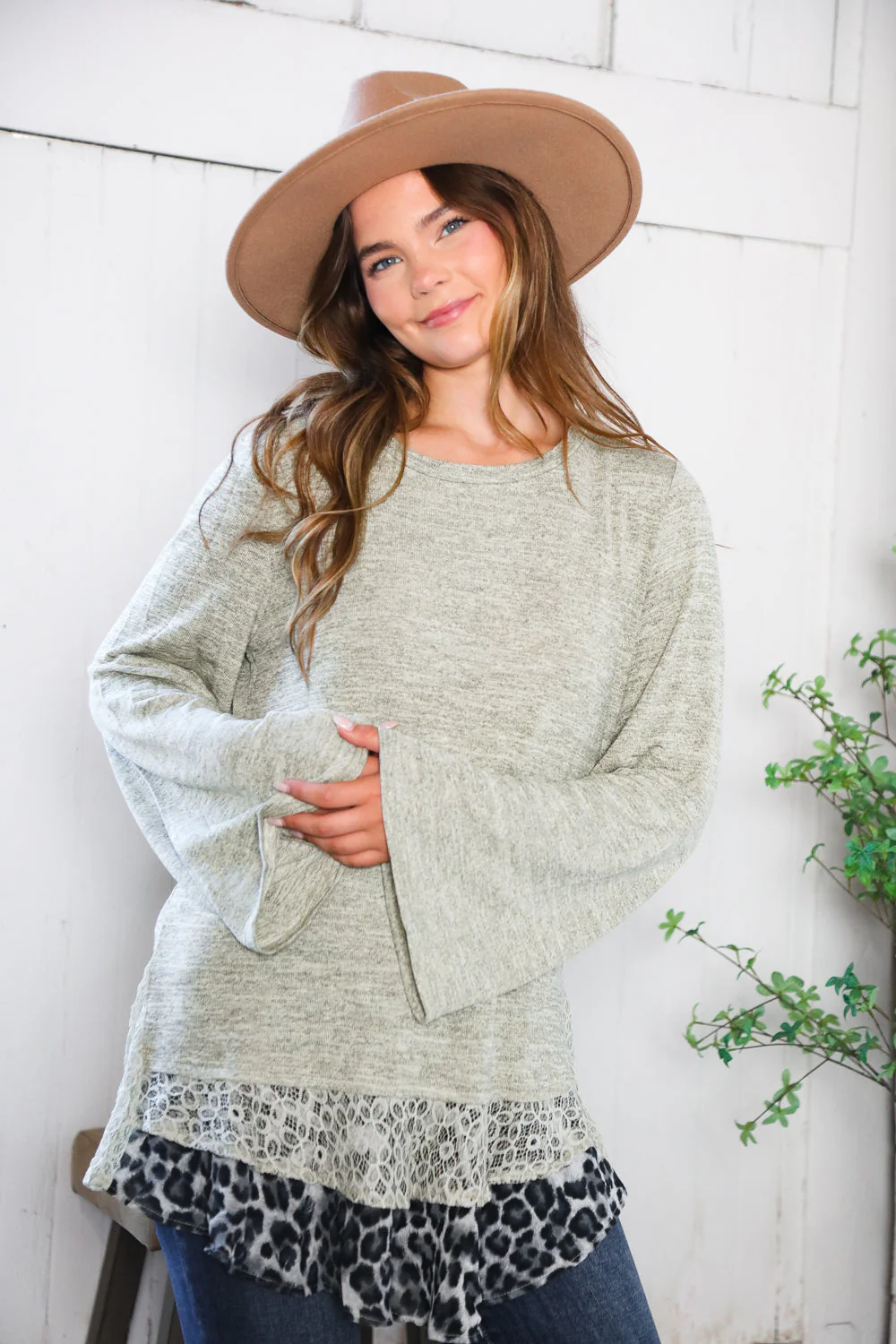 For the Love of Lace Leopard Trim Sweater (Open Pack)