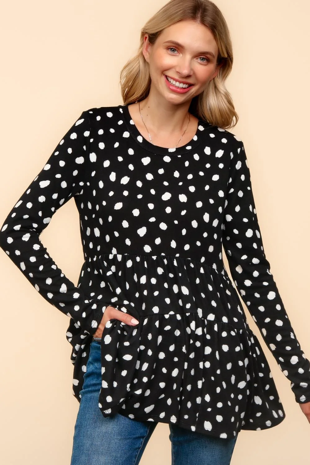 BABYDOLL SOFT BRUSHED SWEATER HACCI KNIT TOP