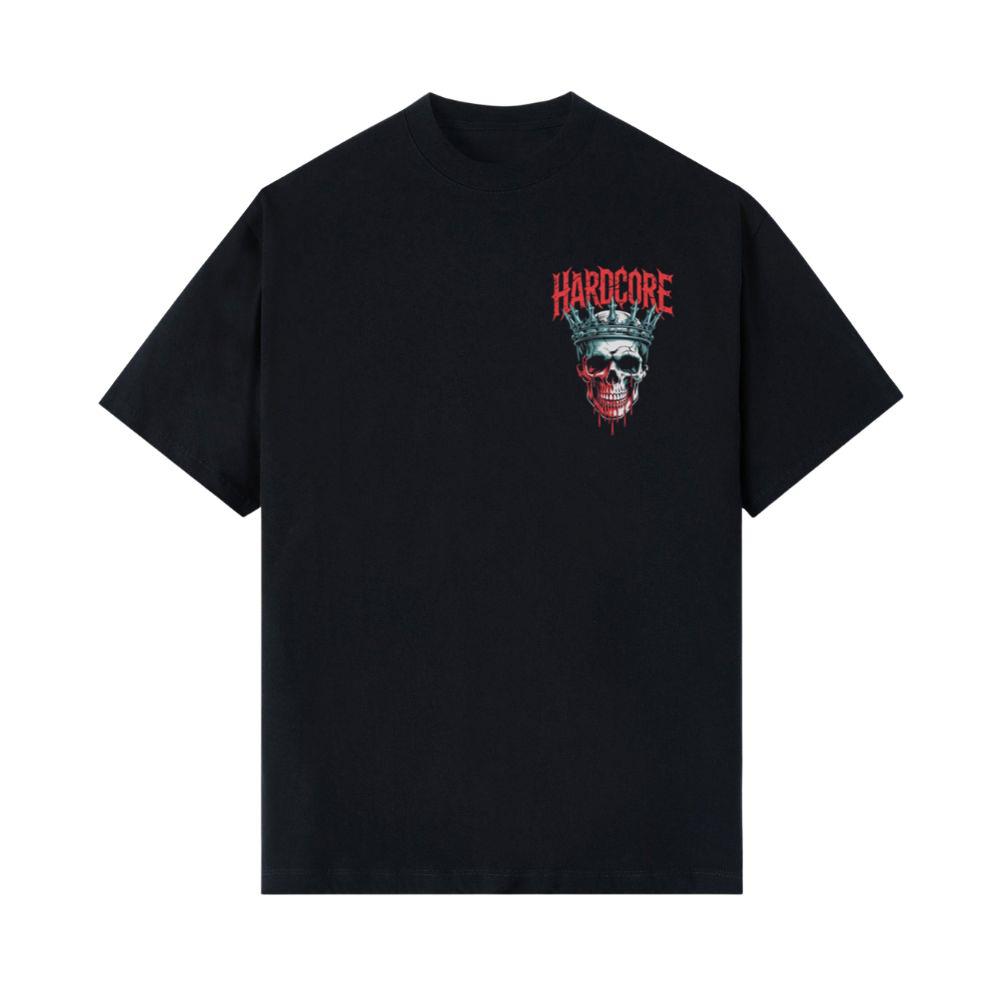 Hardcore Skull King Crown Dark Graphic T-Shirts