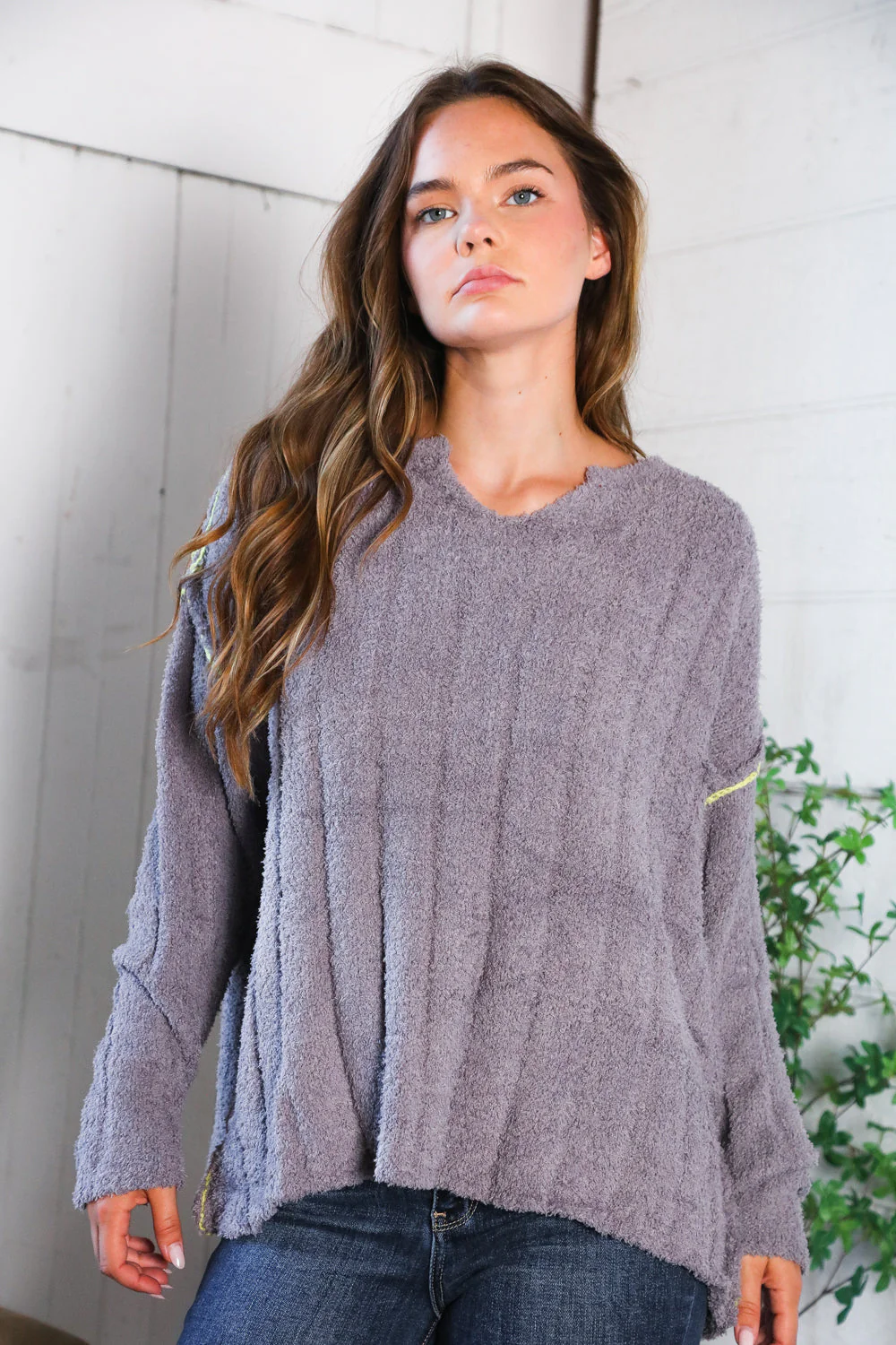 Snuggle Me Charcoal Thick Ribbed Sweater (Open Pack)