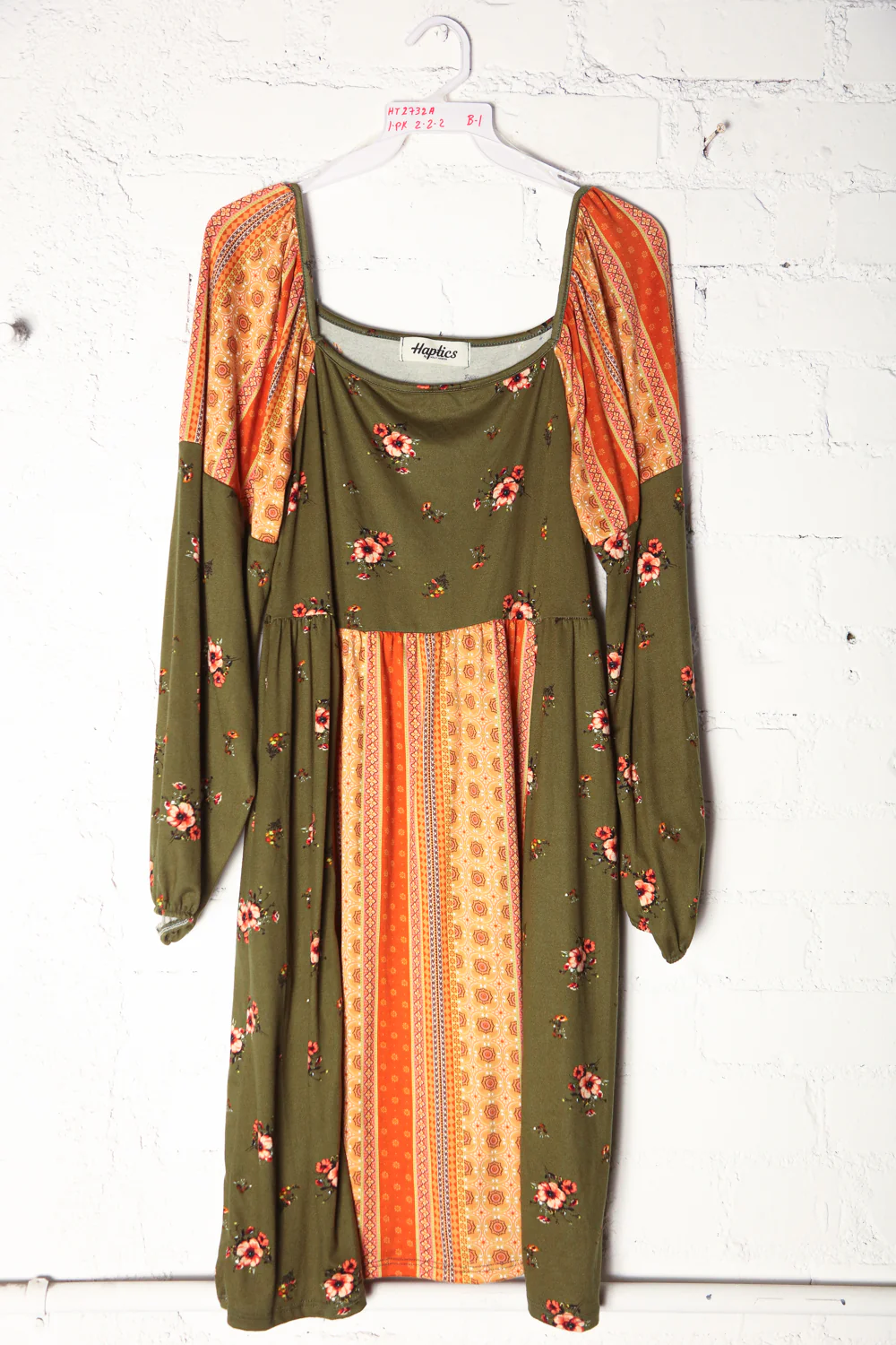 Olive Floral Design Dress