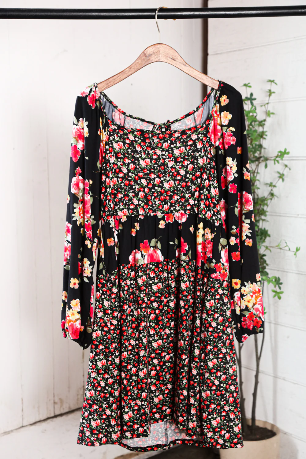 Color Block Floral Tie Back Dress