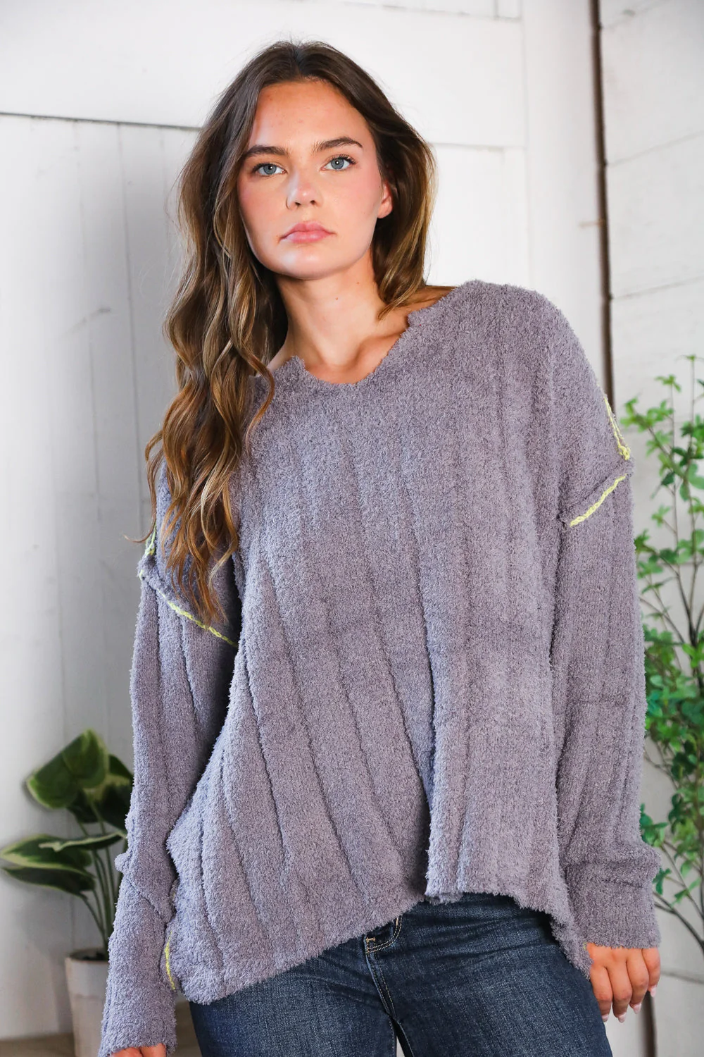 Snuggle Me Charcoal Thick Ribbed Sweater (Open Pack)