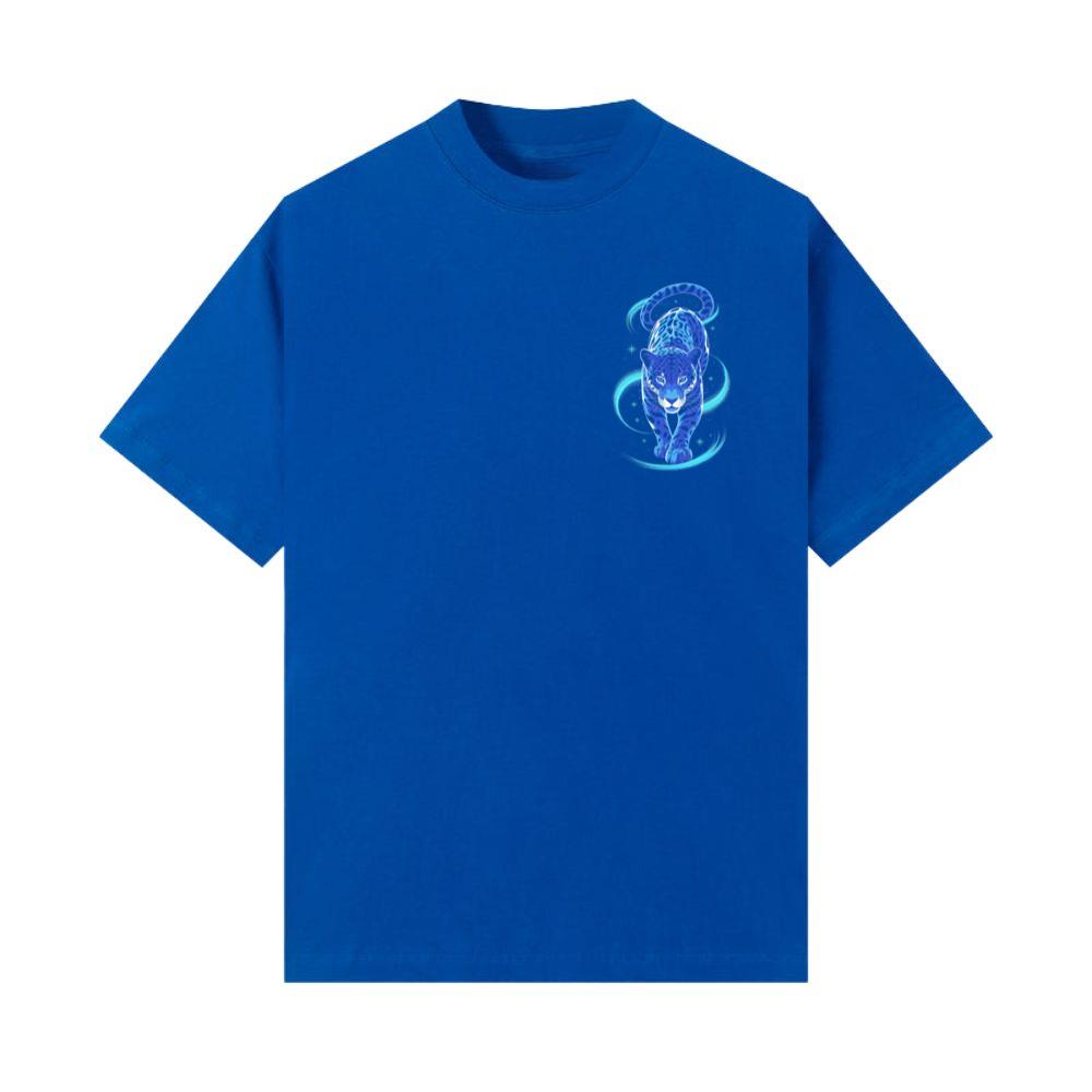 Blue Panther Spirit Animal Neon Cat Graphic T-Shirts