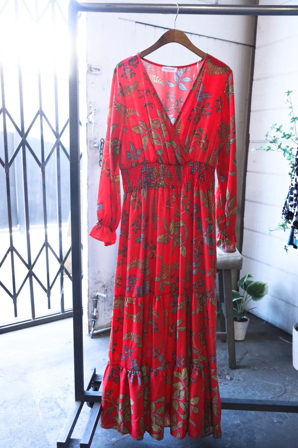 Plus Red Floral Woven Maxi Dress