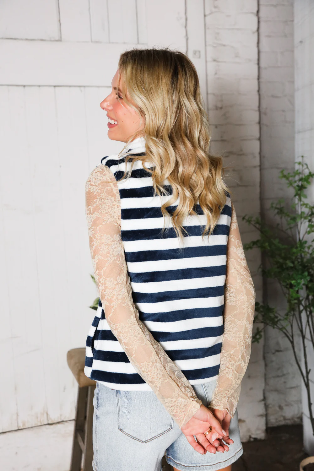 Navy & Ivory Zip Vest