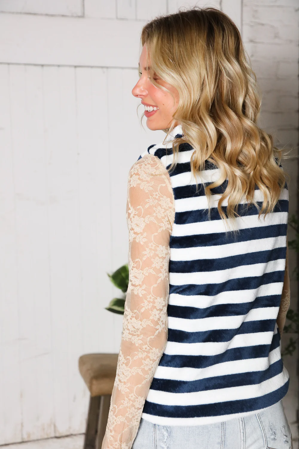 Navy & Ivory Zip Vest