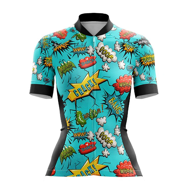 Blue Pop Art Pattern Female Cycling Jersey