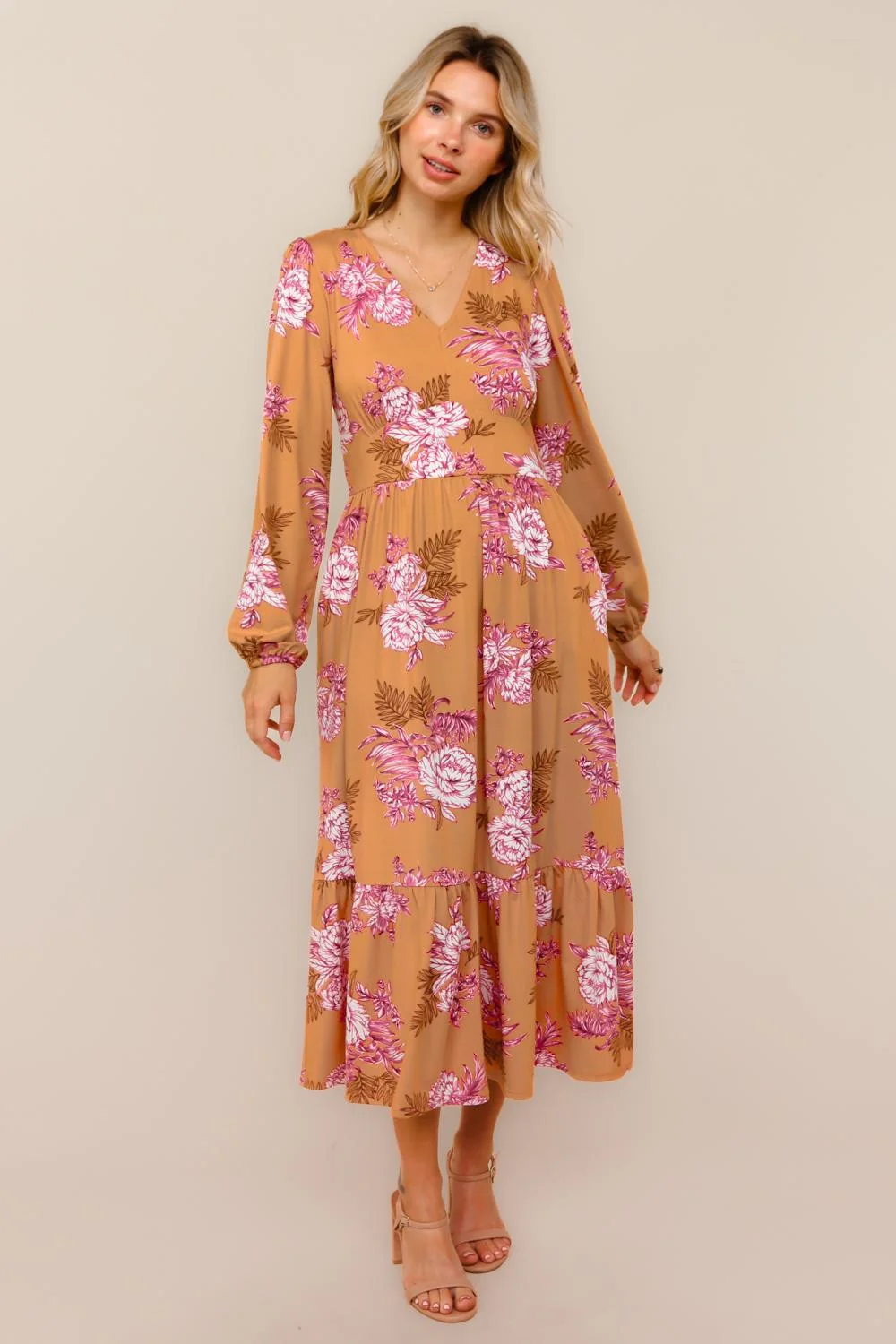 Vintage Floral Print Buttery Smooth Dress