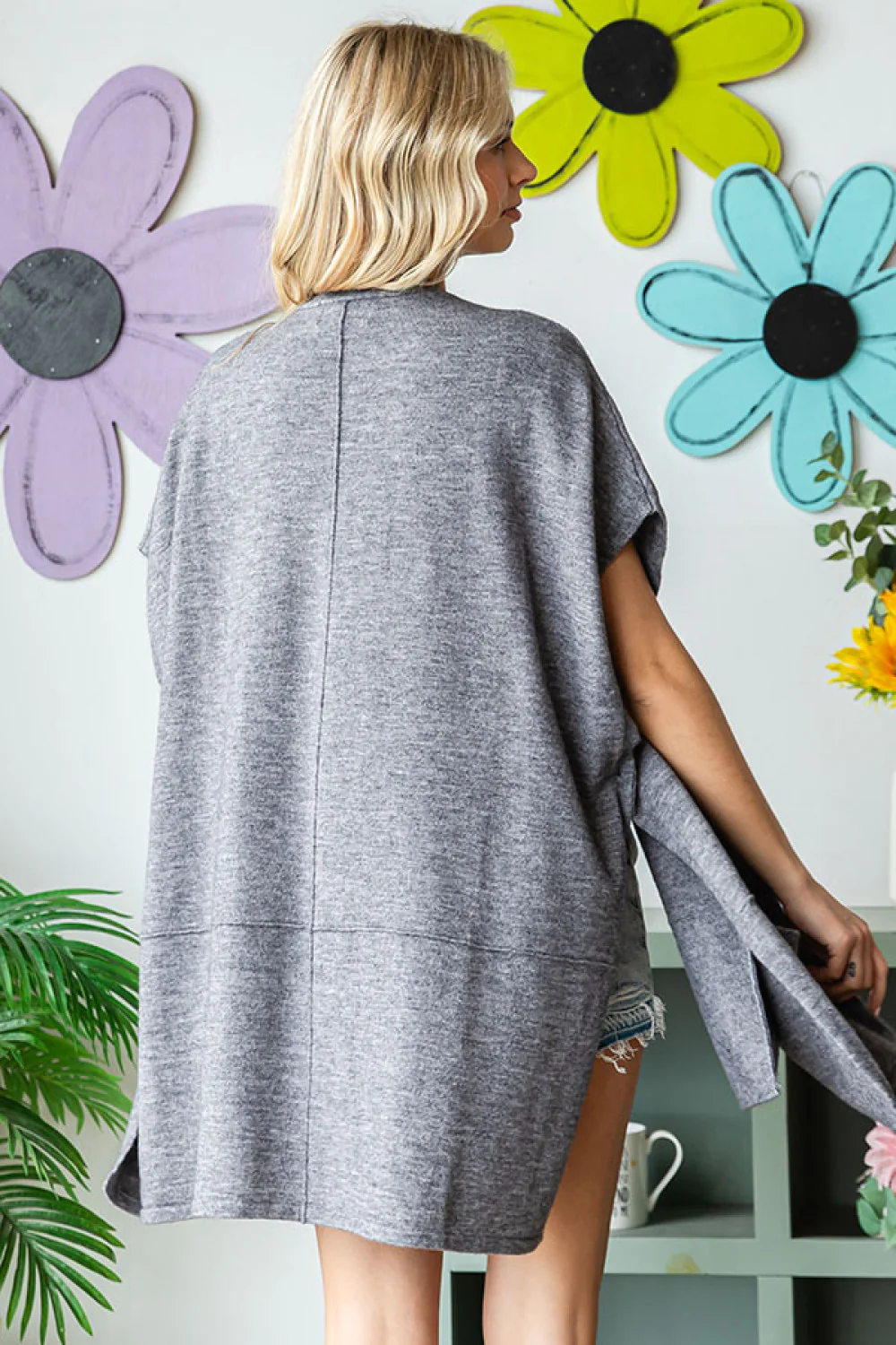 Grey Heavy Thick Pocketed Vest Cardigan