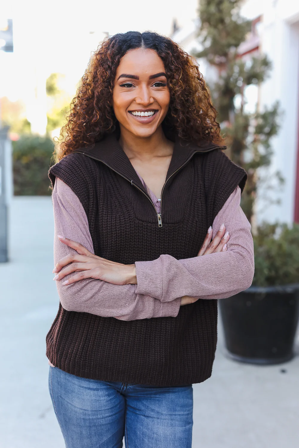 Chocolate Mocha Zip Up Vest