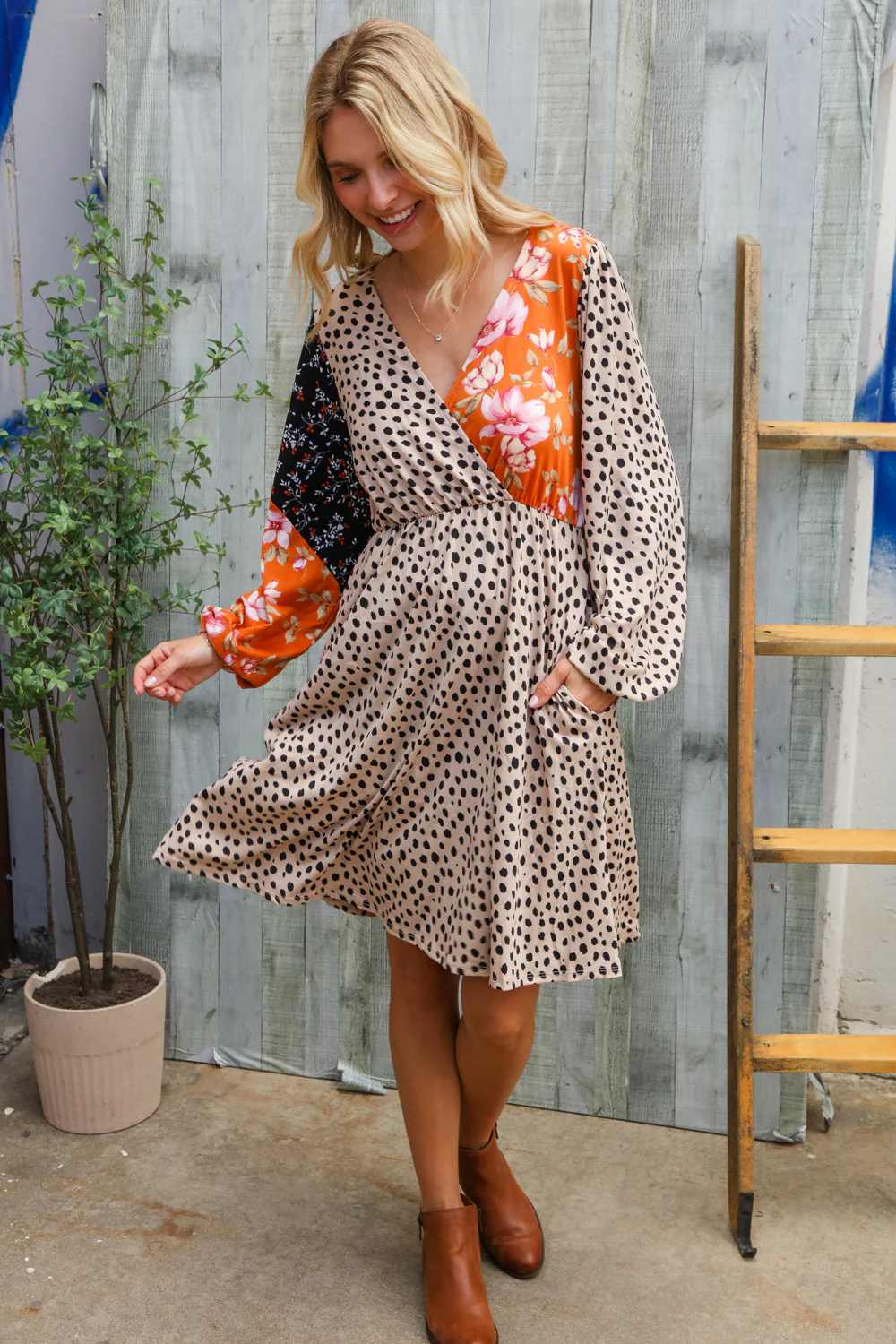 Animal Floral Designed Dress