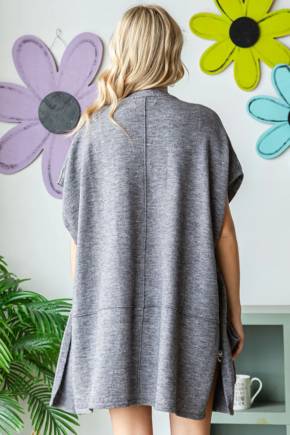 Grey Heavy Thick Pocketed Vest Cardigan