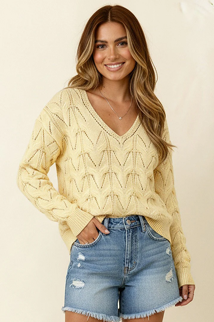 VANILLA PATTERNED SWEATER KNIT TOP