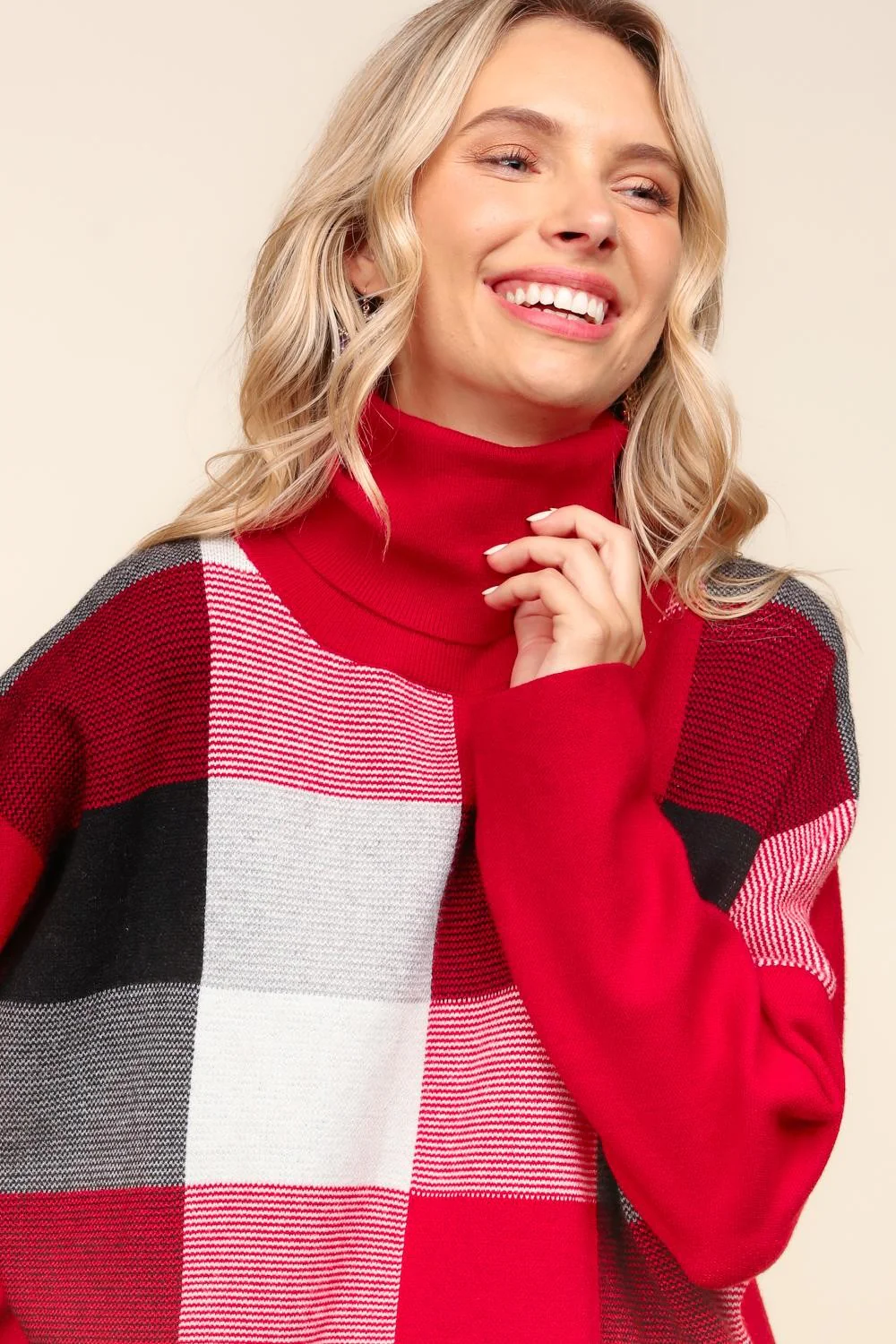 TURTLE NECK SWEATER KNIT TOP WITH SIDE SLIT
