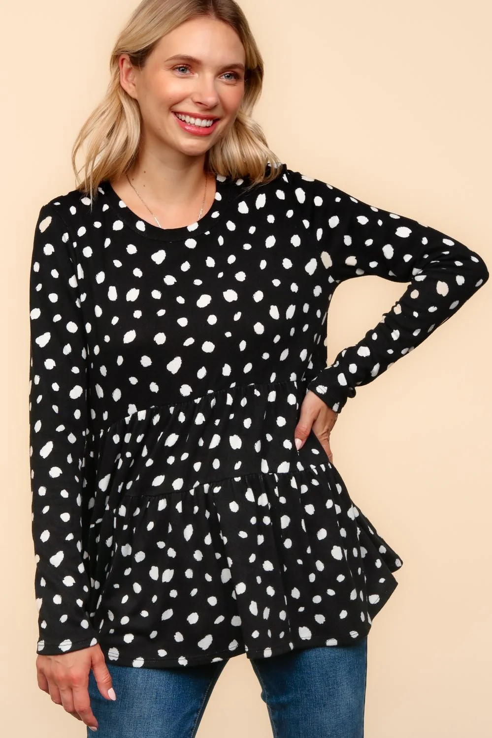 BABYDOLL SOFT BRUSHED SWEATER HACCI KNIT TOP