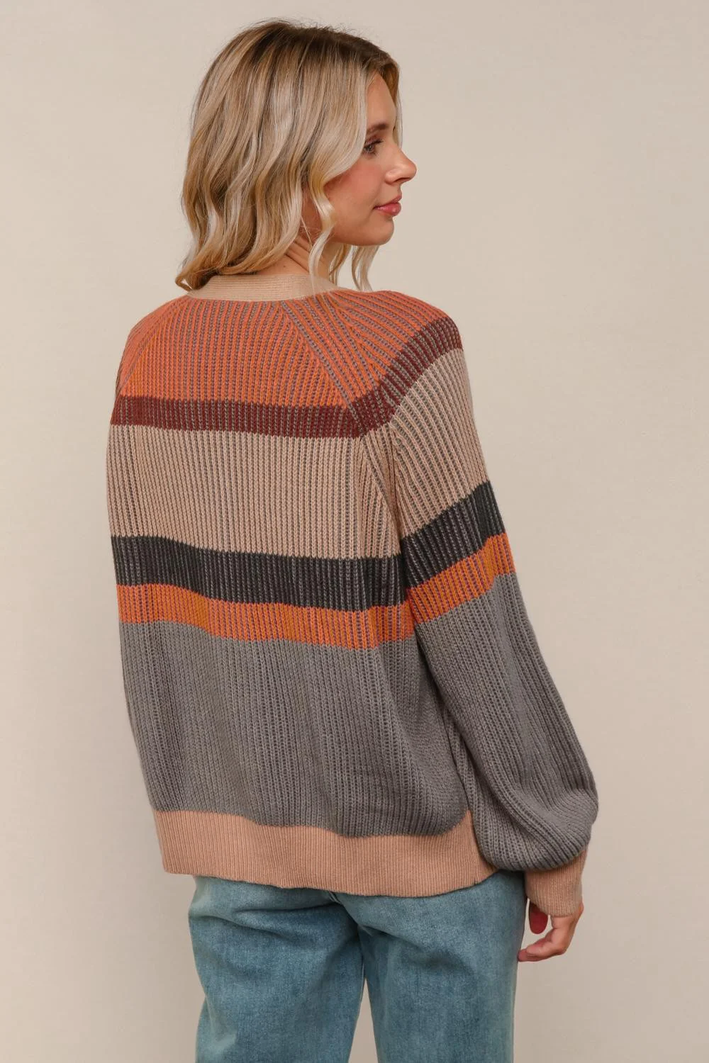 V NECK BUTTON DOWN RAGLAN SWEATER CARDIGAN