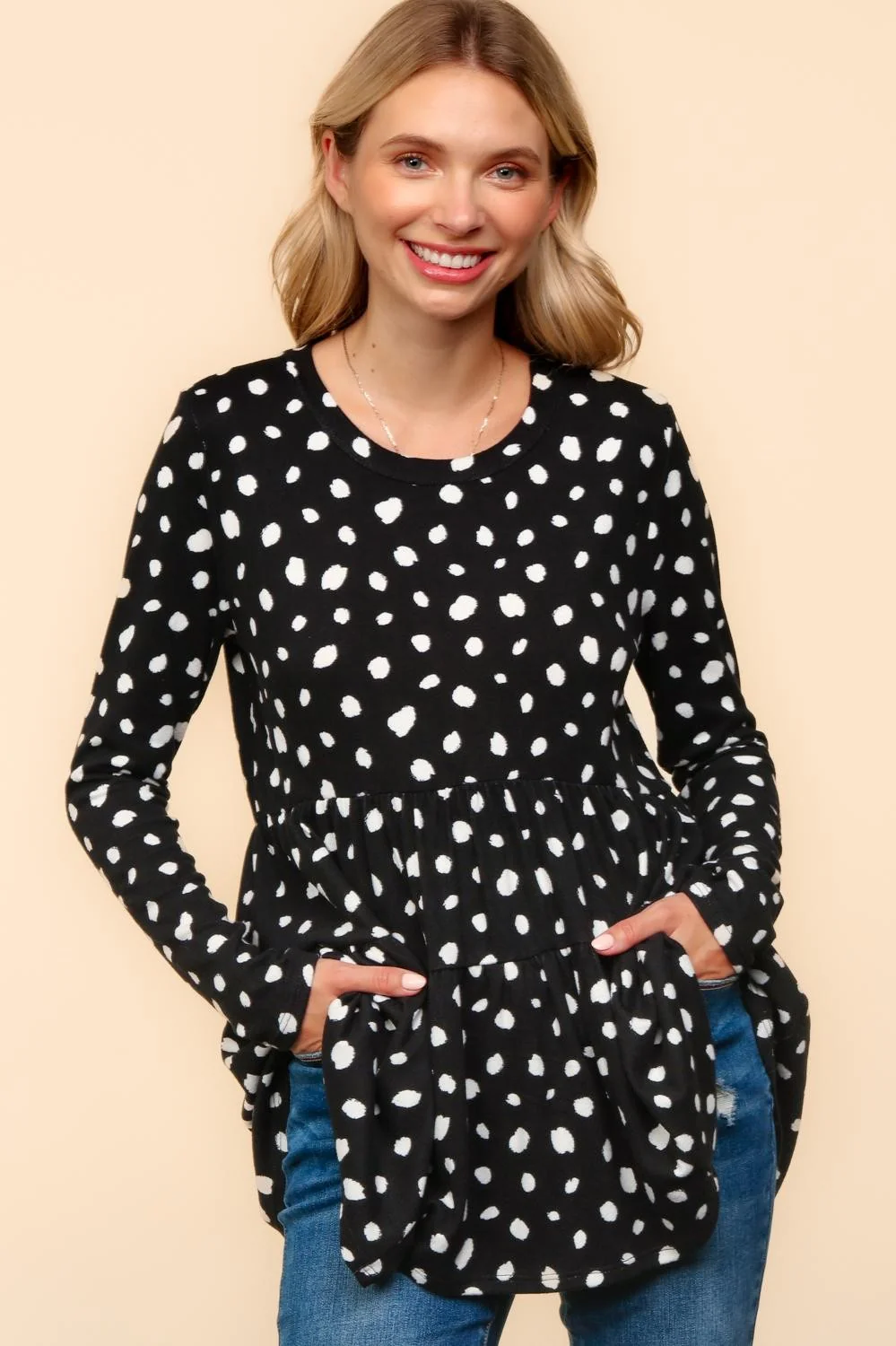 BABYDOLL SOFT BRUSHED SWEATER HACCI KNIT TOP